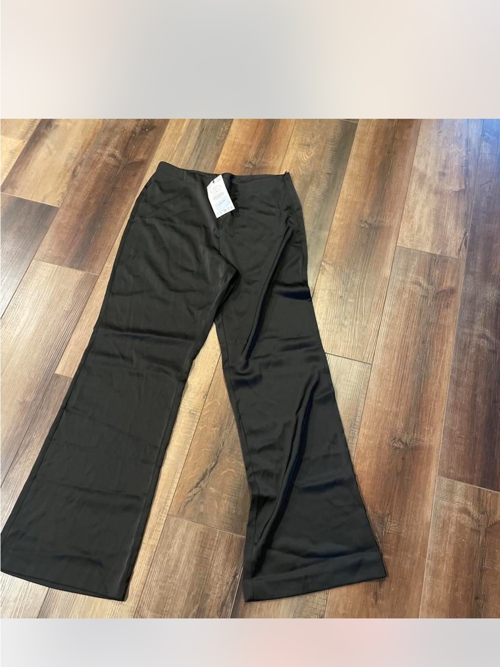 Zara Black Satin Wide-Leg Pants